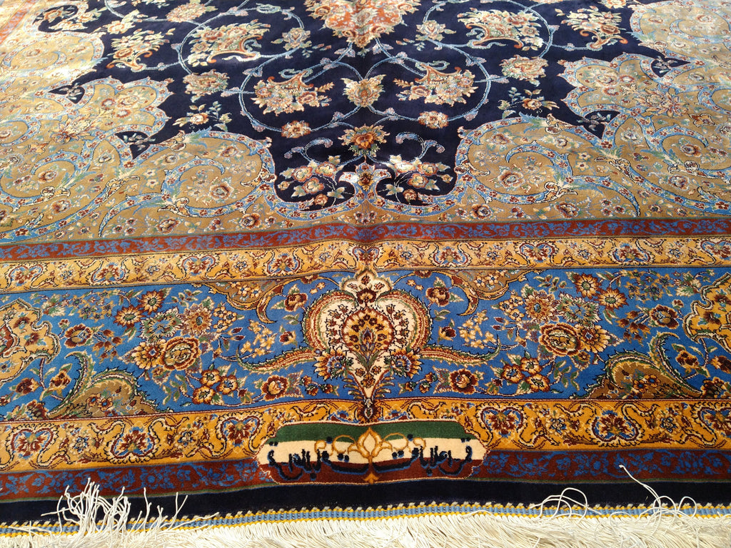 6' x 9' Navy Blue Turkish Bamboo Silk Rug #F-5561
