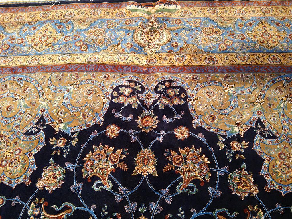 6' x 9' Navy Blue Turkish Bamboo Silk Rug #F-5561
