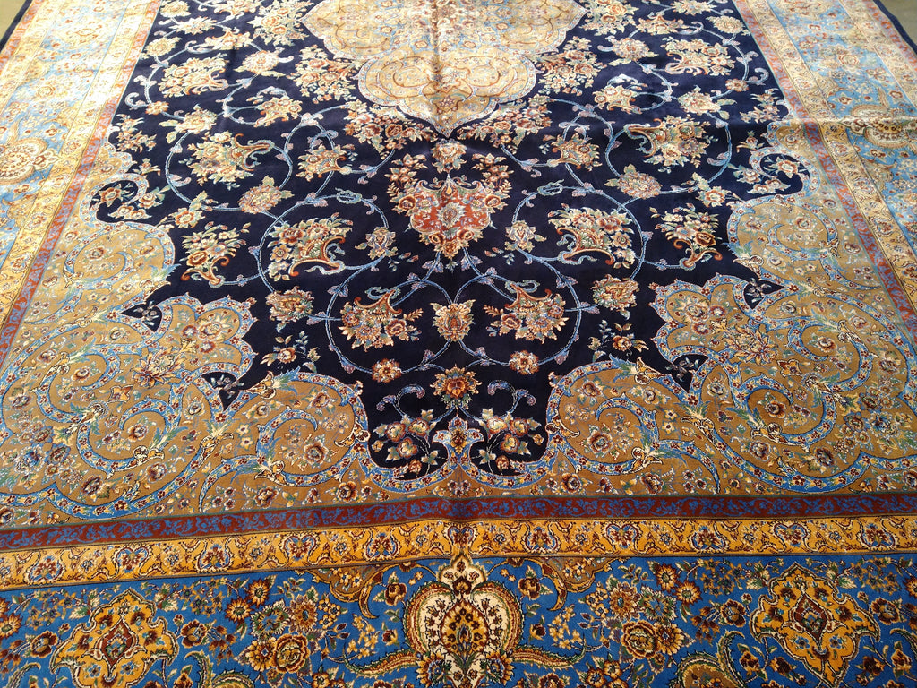 6' x 9' Navy Blue Turkish Bamboo Silk Rug #F-5561