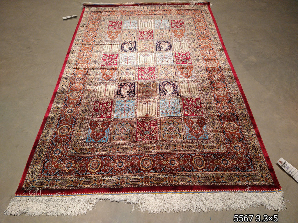 3' x 5' Multi Colors Turkish Garden Baktiar Silk Rug  #F-5567