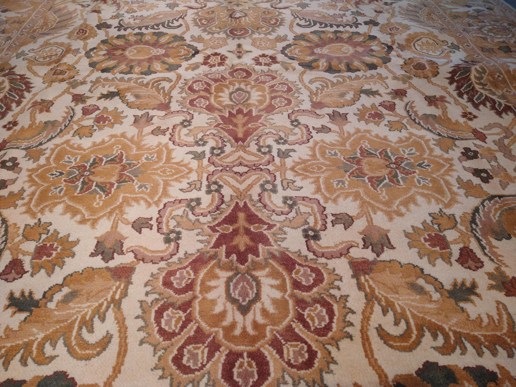 9.0 x 12.3 Ivory, Army Honey Brown Wool New Rug #F-5581