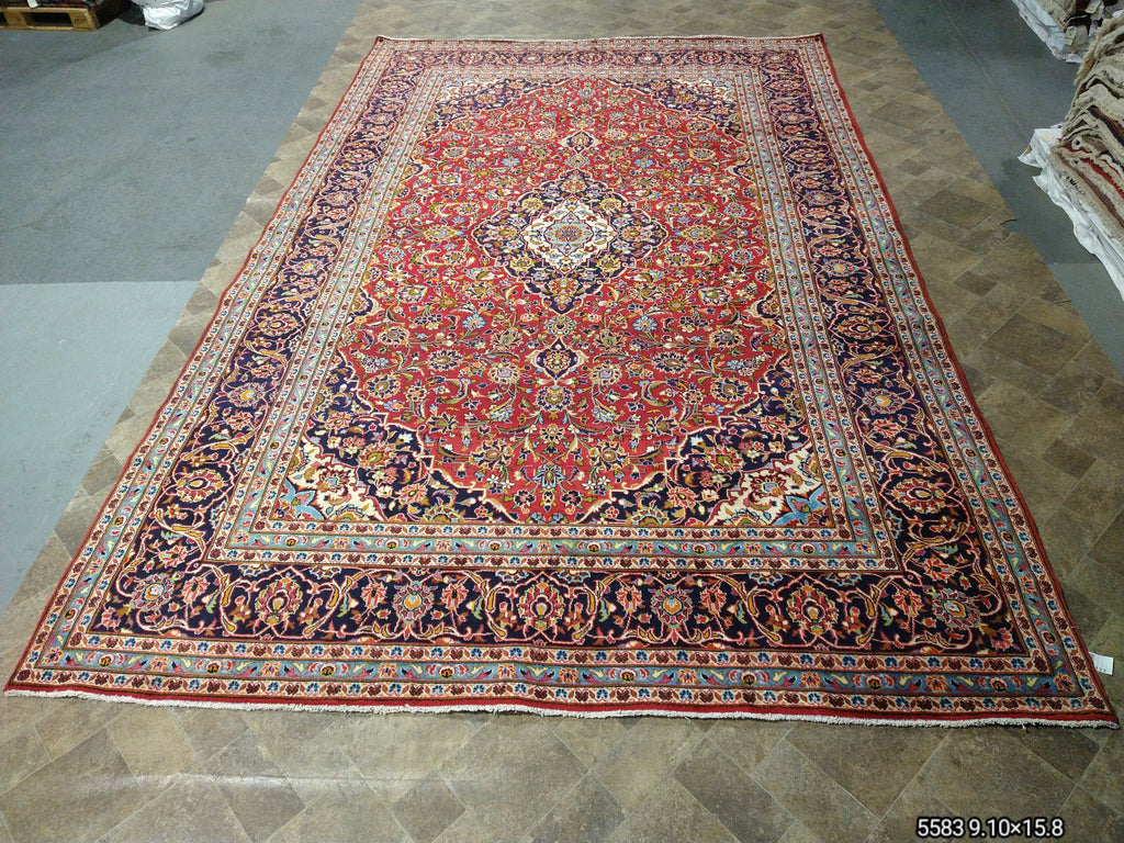 9.10 x 15.8 Persian Kashan Rug Classic Quality Carpet #F-5583