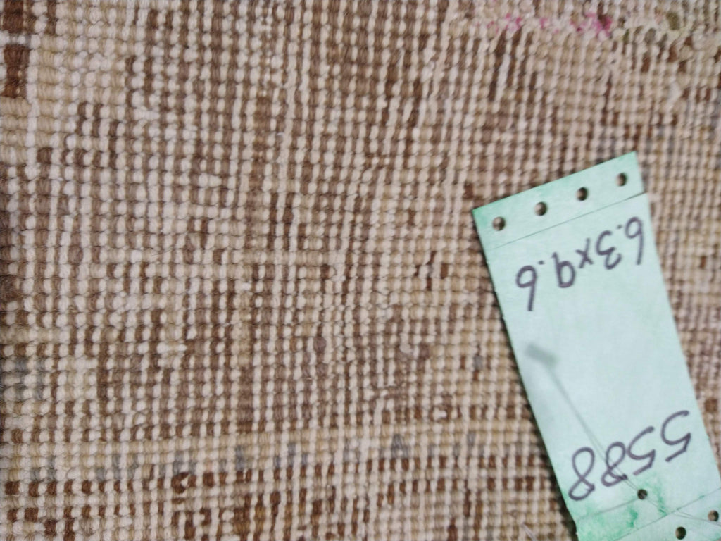 6.3 x 9.6 Vintage Distressed Rug TAUPE Gray #F-5588