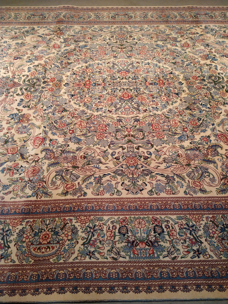 9.2 x 11.11 QUALITY HAND_KNOTTED RUG FRENCH AUBUSSON IVORY #F-5598