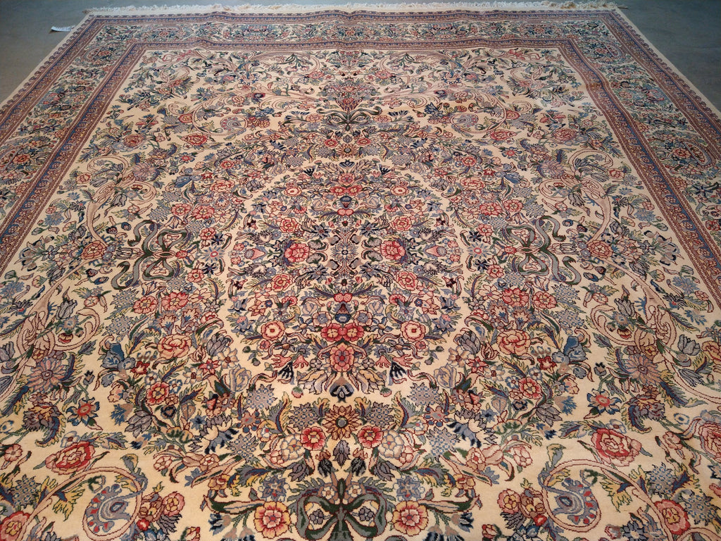 9.2 x 11.11 QUALITY HAND_KNOTTED RUG FRENCH AUBUSSON IVORY #F-5598