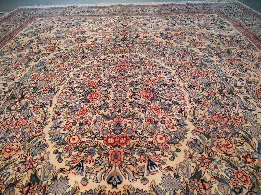 9.2 x 11.11 QUALITY HAND_KNOTTED RUG FRENCH AUBUSSON IVORY #F-5598