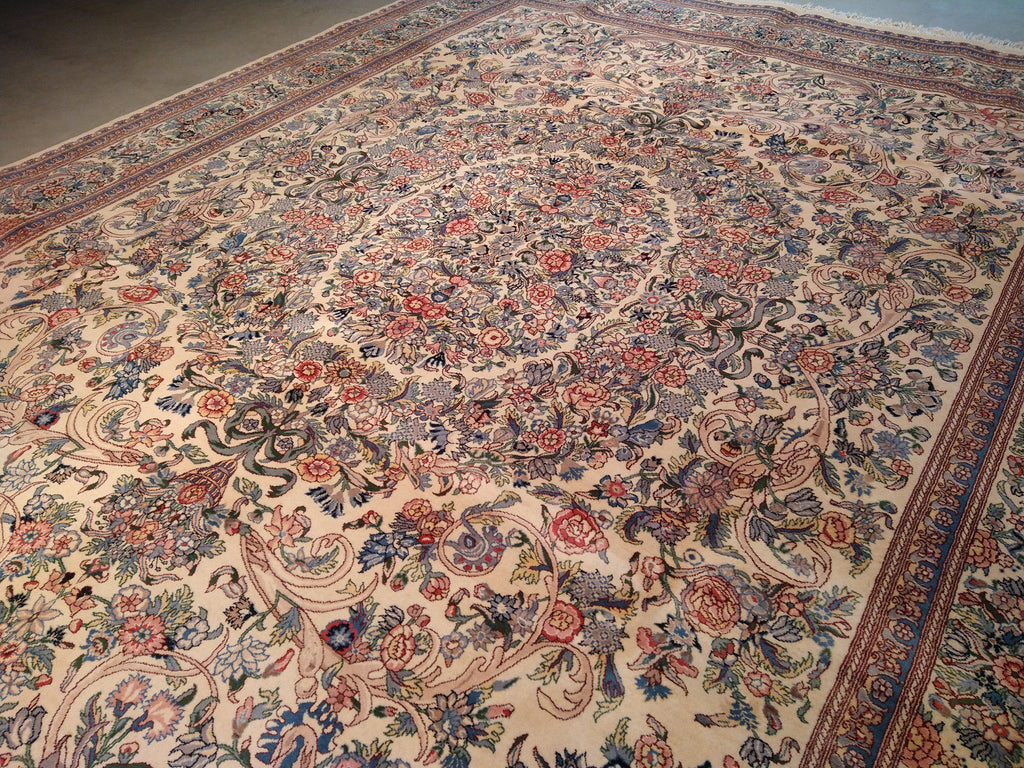 9.2 x 11.11 QUALITY HAND_KNOTTED RUG FRENCH AUBUSSON IVORY #F-5598