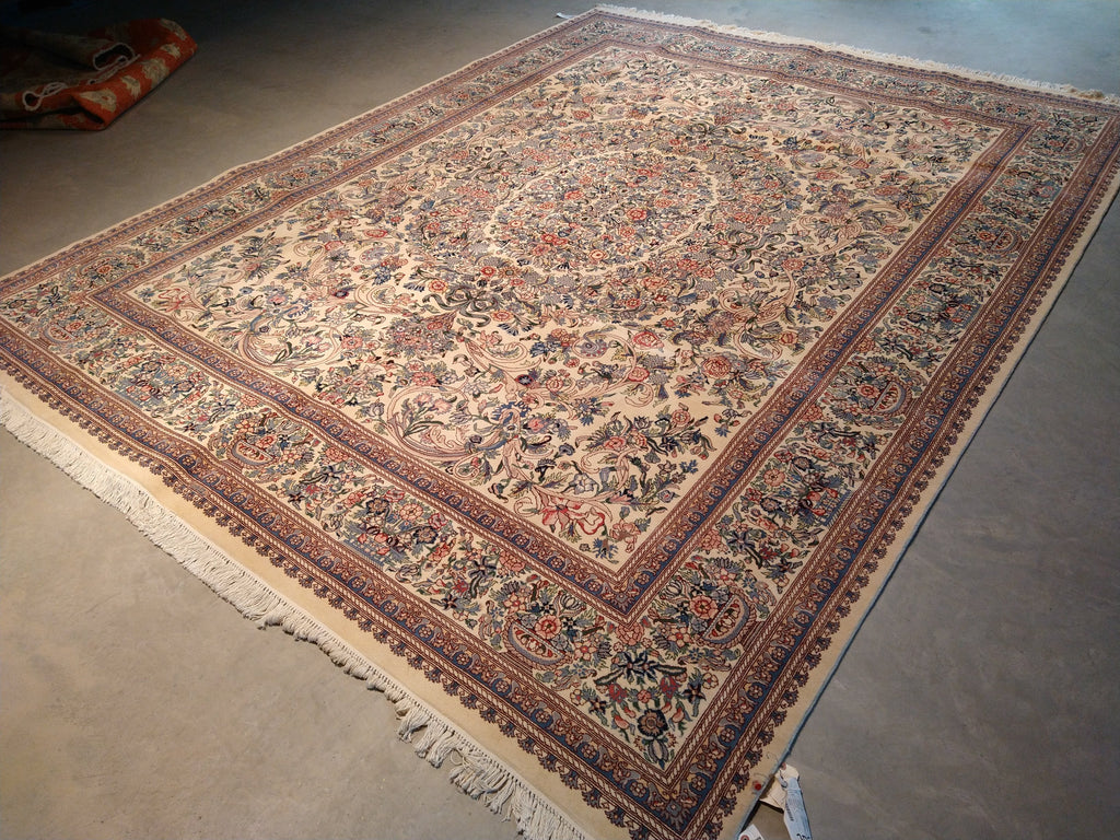 9.2 x 11.11 QUALITY HAND_KNOTTED RUG FRENCH AUBUSSON IVORY #F-5598