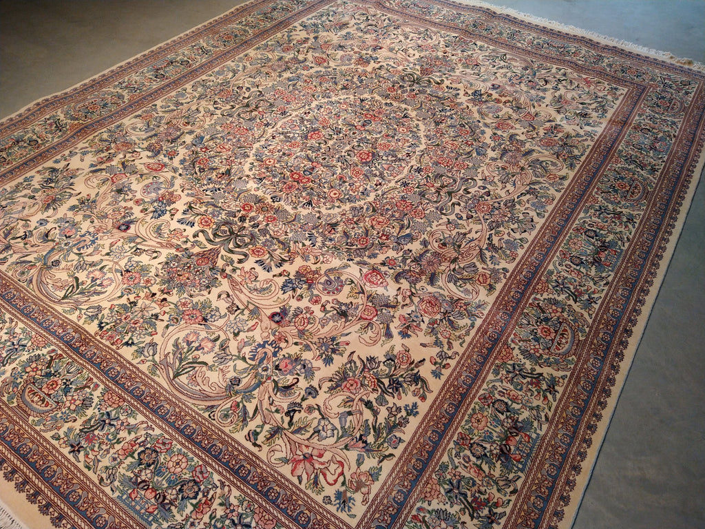 9.2 x 11.11 QUALITY HAND_KNOTTED RUG FRENCH AUBUSSON IVORY #F-5598