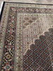 Load image into Gallery viewer, 8.4 x 11.5 Fine Weave 200 KPSI BLACK Tabriz Mahi Wool and Silk Hand-knotted in India #F-5608