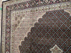 Load image into Gallery viewer, 8.4 x 11.5 Fine Weave 200 KPSI BLACK Tabriz Mahi Wool and Silk Hand-knotted in India #F-5608