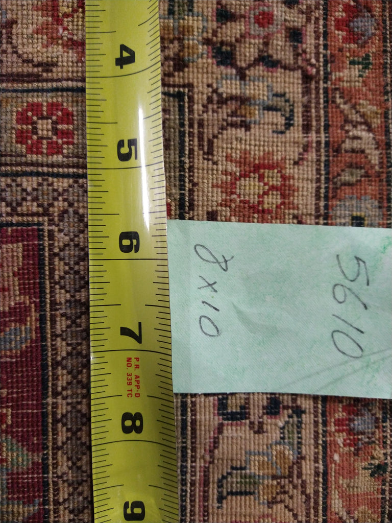 8 x 10 Emerald Green Wool and Silk Tabriz Rug Fine Quality #F-5610