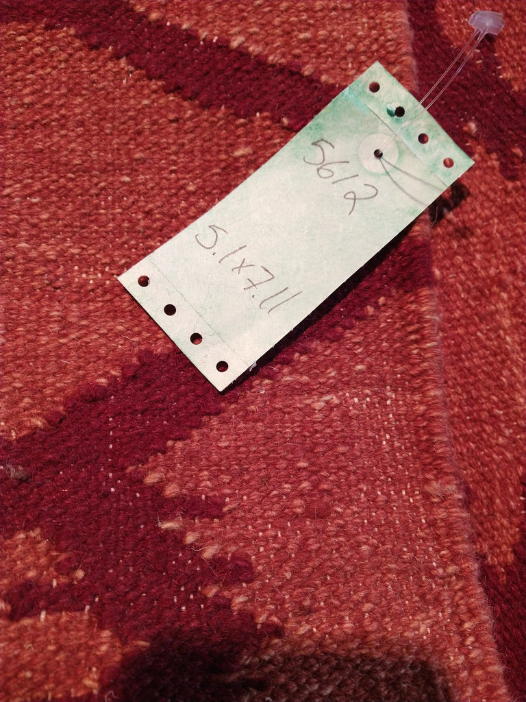 5.1 x 7.11 Contemporary Red Rug Modern Kilim #F-5612