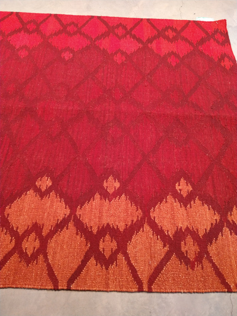 5.1 x 7.11 Contemporary Red Rug Modern Kilim #F-5612