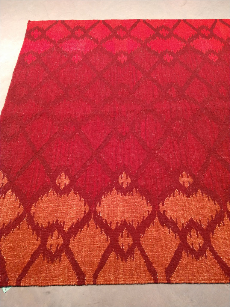 5.1 x 7.11 Contemporary Red Rug Modern Kilim #F-5612