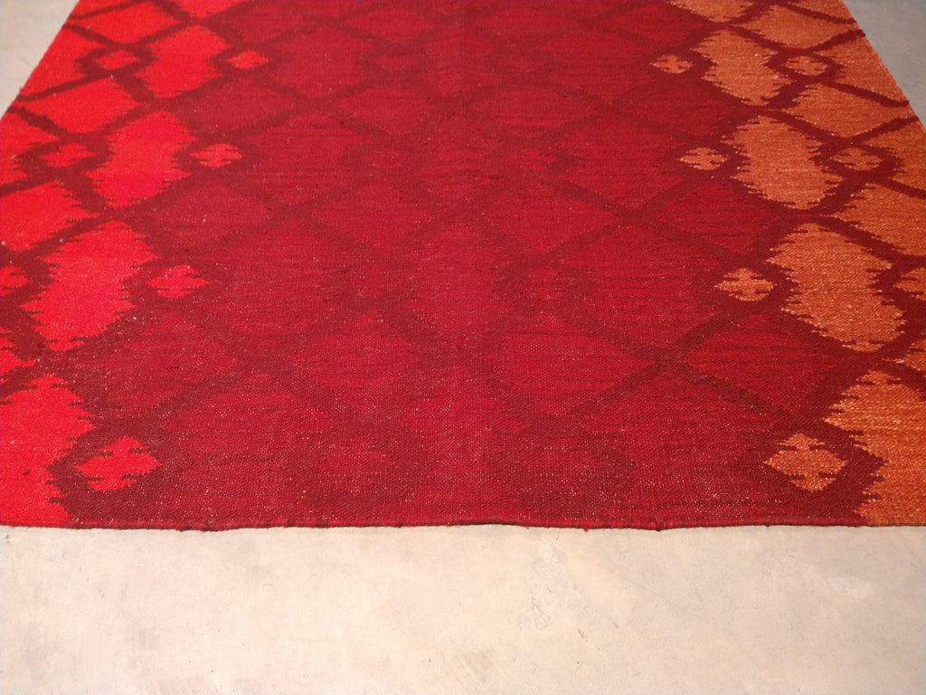 5.1 x 7.11 Contemporary Red Rug Modern Kilim #F-5612