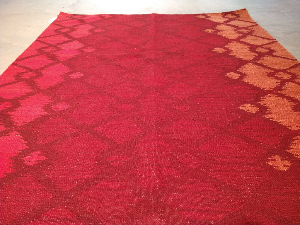 5.1 x 7.11 Contemporary Red Rug Modern Kilim #F-5612