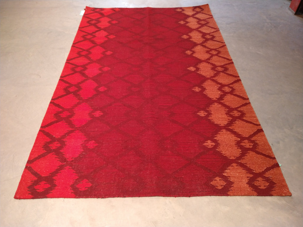5.1 x 7.11 Contemporary Red Rug Modern Kilim #F-5612
