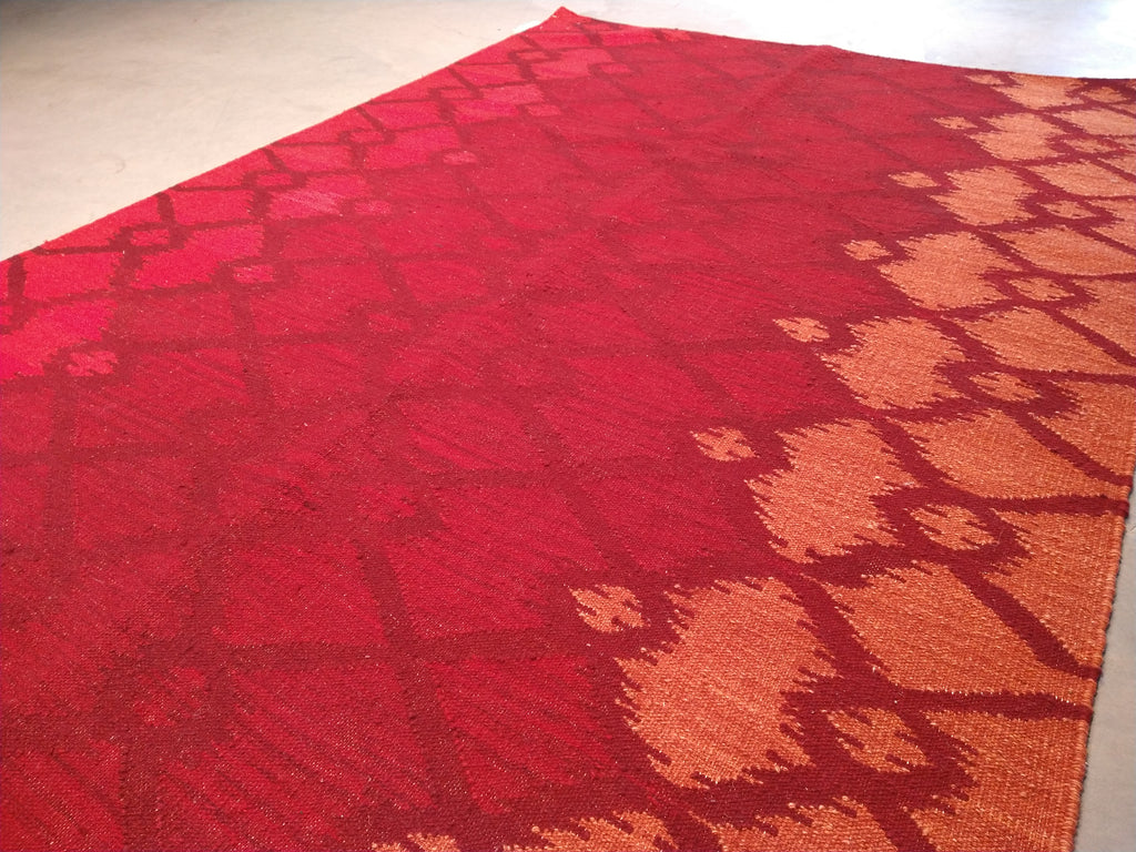 5.1 x 7.11 Contemporary Red Rug Modern Kilim #F-5612