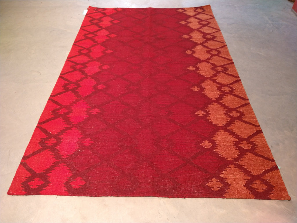 5.1 x 7.11 Contemporary Red Rug Modern Kilim #F-5612