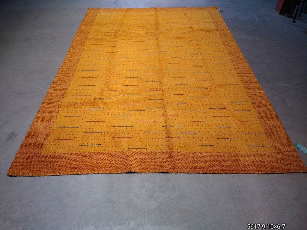 9.10 x 6.7 Modern handmade India Rug GOLD #F-5617