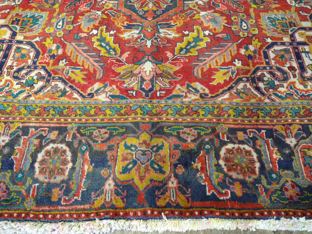 9.3 x 12.8 OLD Persian Heriz Rug #F-5623 ANTIQUE