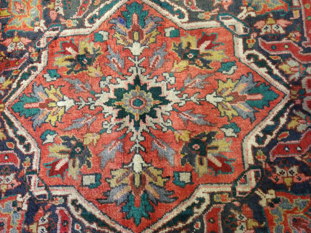 9.3 x 12.8 OLD Persian Heriz Rug #F-5623 ANTIQUE