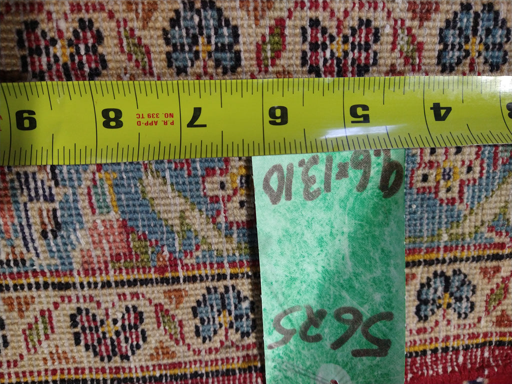 9.6 x 13.10 Persian Red Blue Traditional Kashan Rug Semi-Antique #F-5625