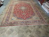 Load image into Gallery viewer, 9.6 x 13.10 Persian Red Blue Traditional Kashan Rug Semi-Antique #F-5625