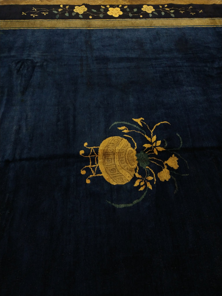 9.2 x 11.5 CHINA ART DECO RUG 1930's Blue #F-5633