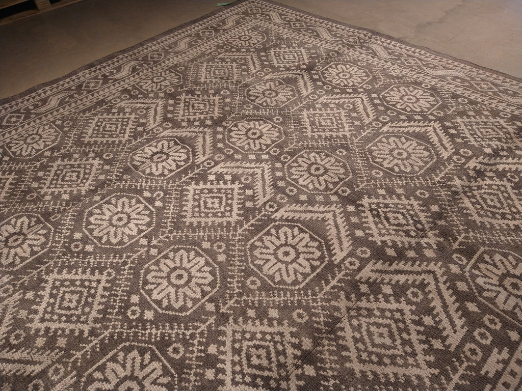 9.1 x 12 Hand-knotted Contemporary Area Gray rug #F-5636