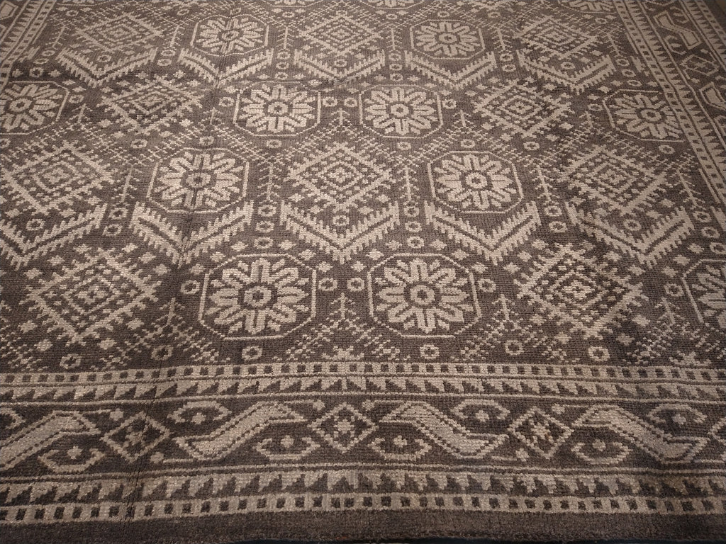 9.1 x 12 Hand-knotted Contemporary Area Gray rug #F-5636