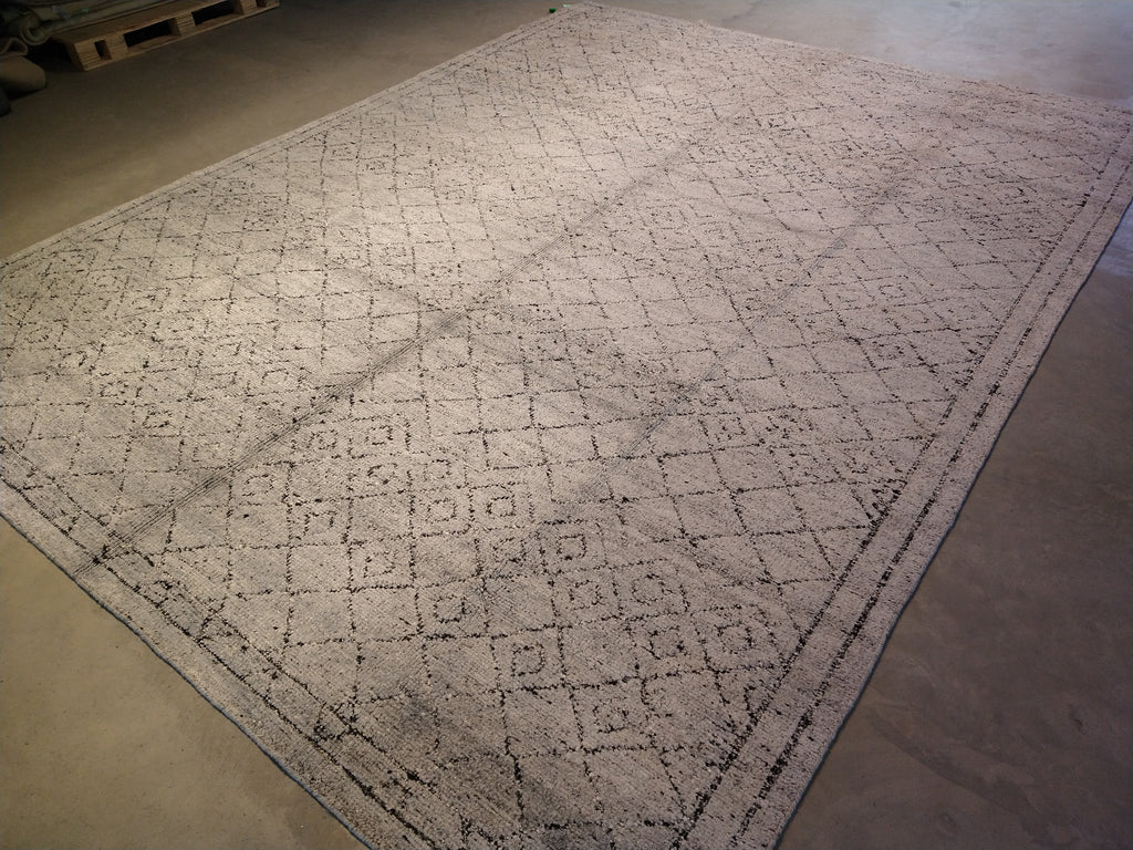 9 x 11.10 GRAY Modern Calvin Rug Hand-knotted in India #F-5639