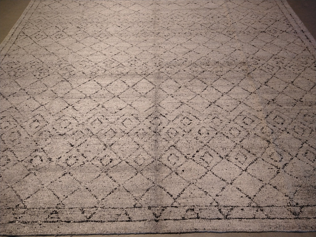 9 x 11.10 GRAY Modern Calvin Rug Hand-knotted in India #F-5639