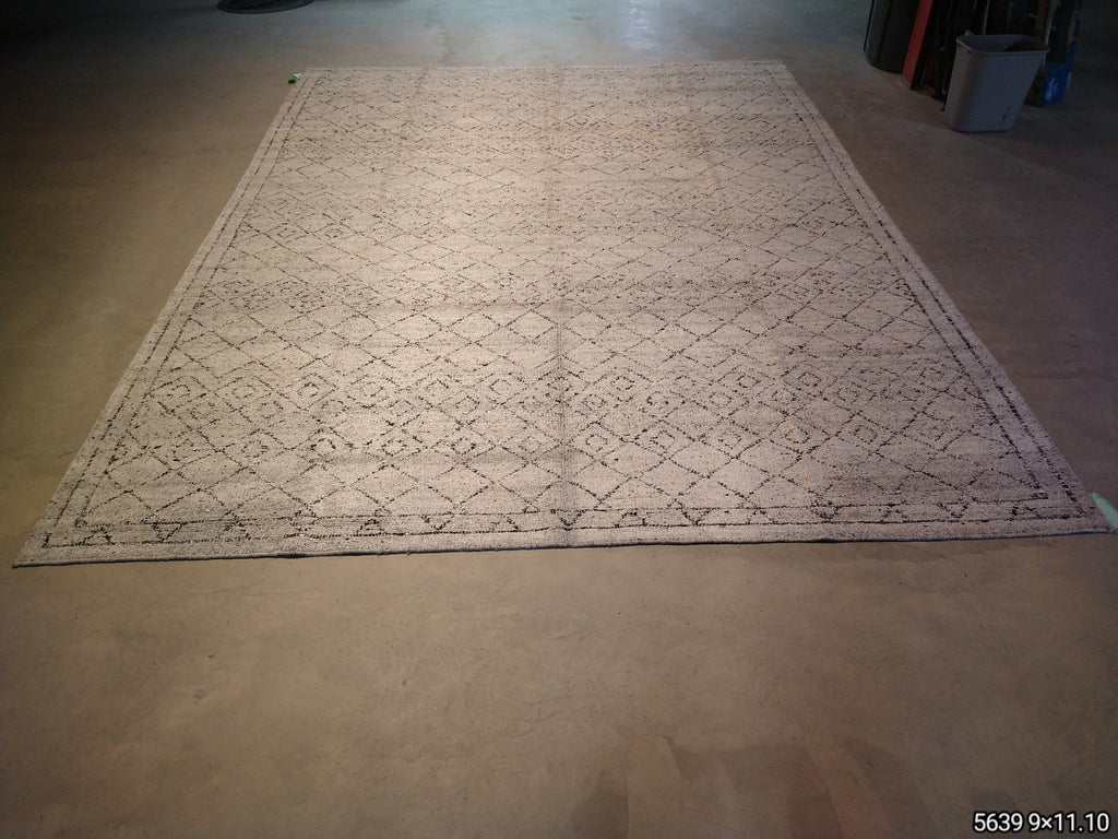 9 x 11.10 GRAY Modern Calvin Rug Hand-knotted in India #F-5639