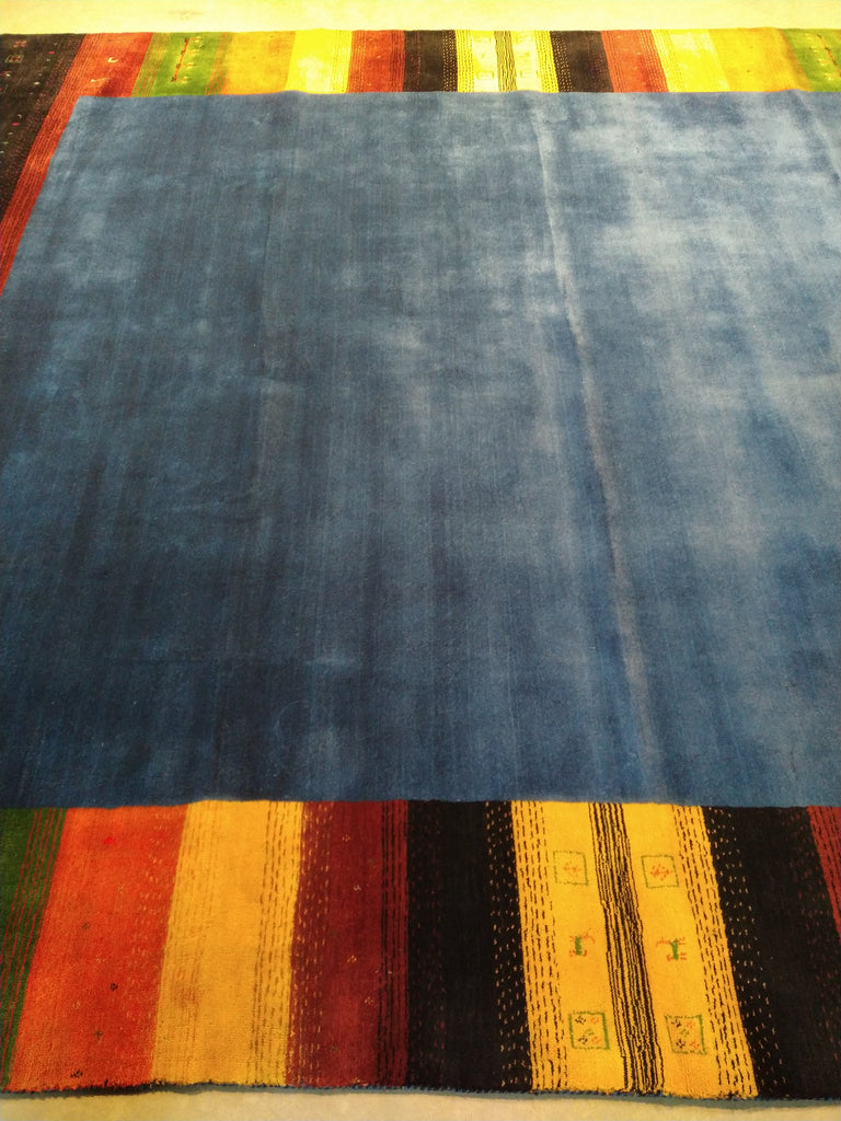 8.3 x 9.10 Gabbeh Area Rug Royal Blue Handmade in India HAPPY CARPET #F-5644