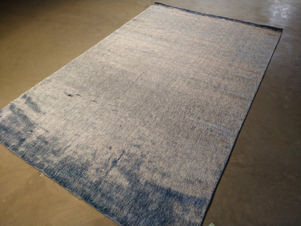 6.1 x 9.3 LIGHT BLUE MODERN AREA RUG Handmade in India #F-5650