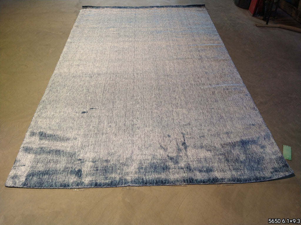 6.1 x 9.3 LIGHT BLUE MODERN AREA RUG Handmade in India #F-5650