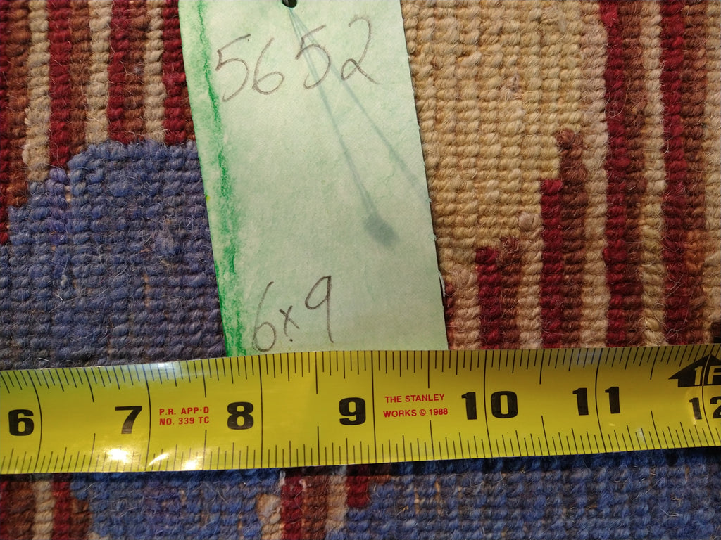 6 x 9 Wool and Silk Modern rug Hand-knotted in India CORAL COLORFUL #F-5652