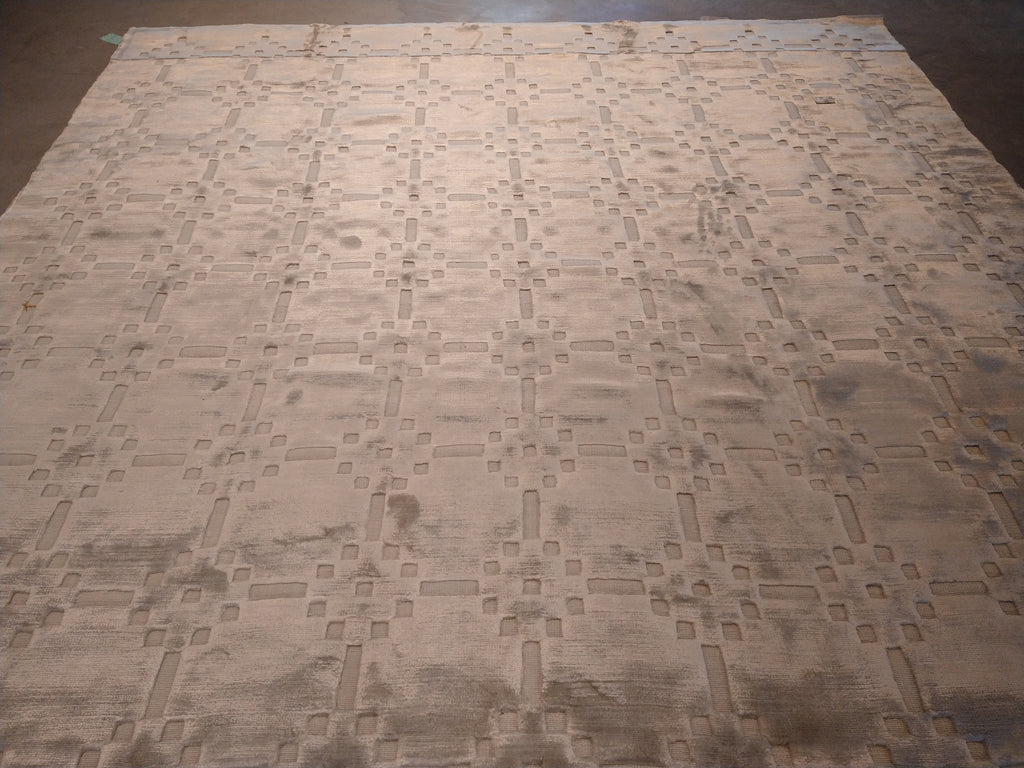 7.11 x 10.3 GRAY CONTEMPORARY Bamboo Silk Handmade in India #F-5655