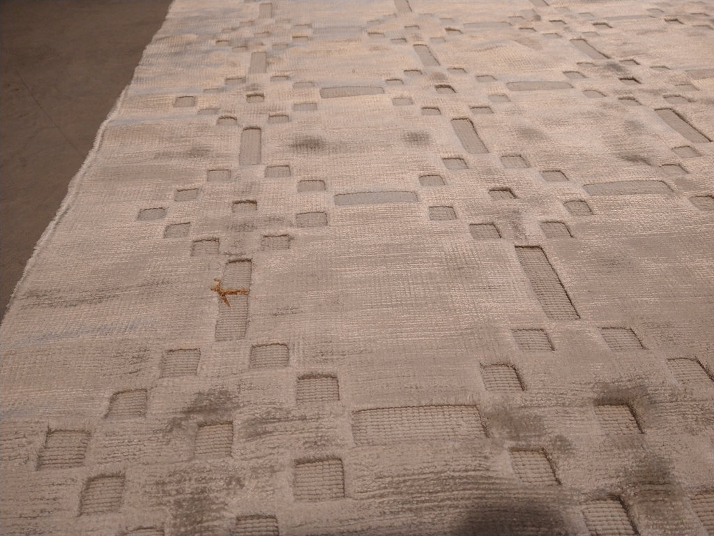 7.11 x 10.3 GRAY CONTEMPORARY Bamboo Silk Handmade in India #F-5655