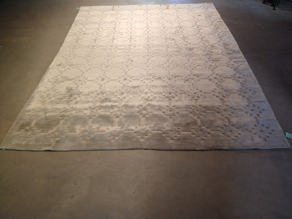 7.11 x 10.3 GRAY CONTEMPORARY Bamboo Silk Handmade in India #F-5655