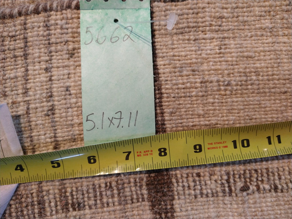 5.1 x 7.11 FLAT WEAVE KILIM NEUTRAL WOOL Double Sided #F-5662