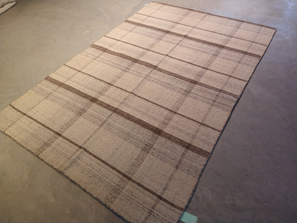 5.1 x 7.11 FLAT WEAVE KILIM NEUTRAL WOOL Double Sided #F-5662