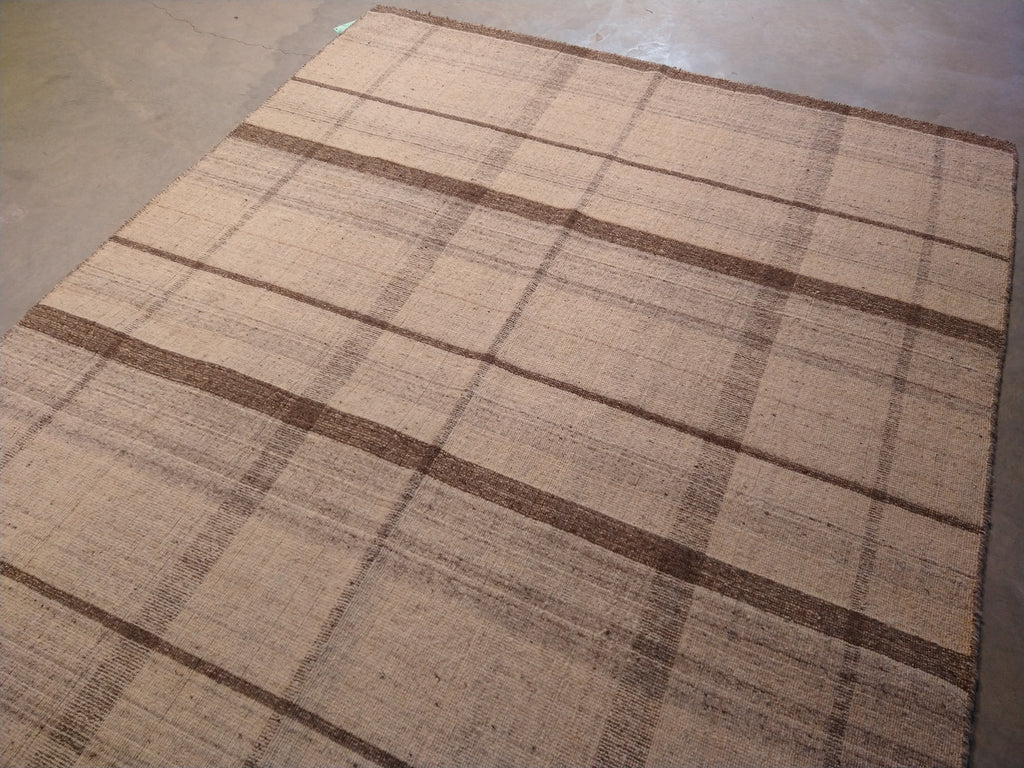 5.1 x 7.11 FLAT WEAVE KILIM NEUTRAL WOOL Double Sided #F-5662