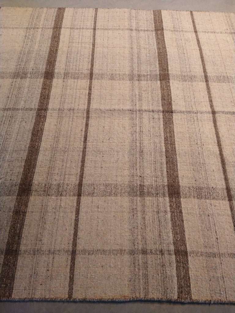 5.1 x 7.11 FLAT WEAVE KILIM NEUTRAL WOOL Double Sided #F-5662