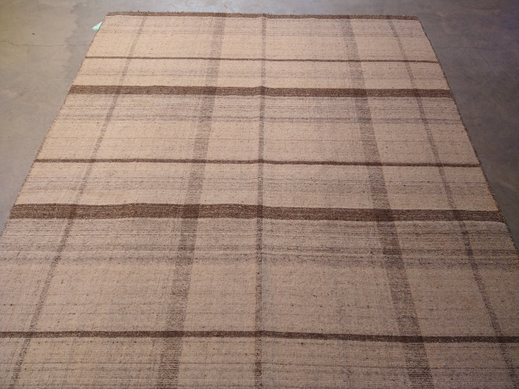 5.1 x 7.11 FLAT WEAVE KILIM NEUTRAL WOOL Double Sided #F-5662