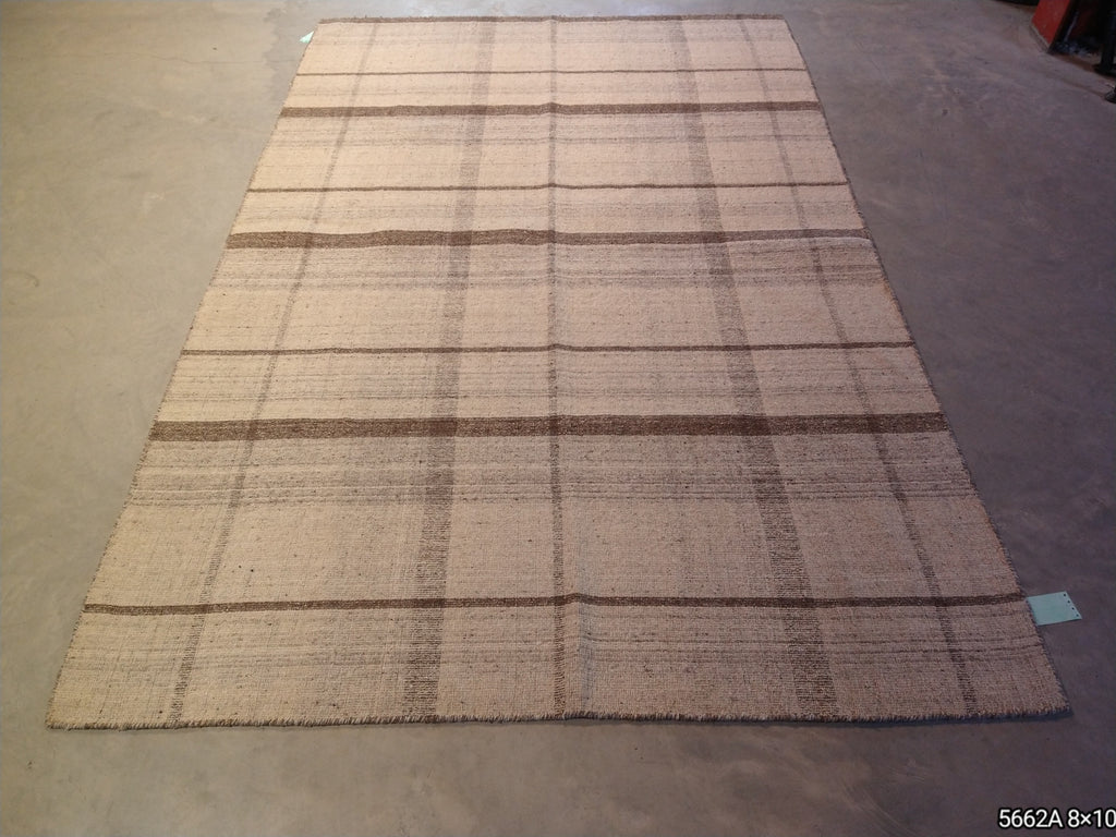 5.1 x 7.11 FLAT WEAVE KILIM NEUTRAL WOOL Double Sided #F-5662