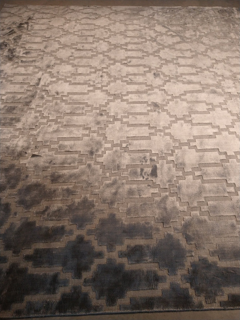 8.3 x 9.11 BAMBOO SILK GRAY MODERN CARPET Handmade India area Rug #F-5663