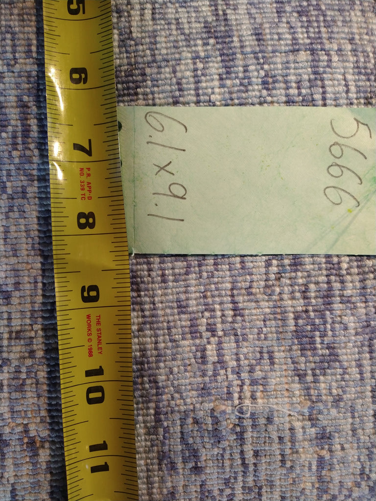 6.1 x 9.1 PLAINE LIGHT BLUE AREA RUG HANDMADE INDIA SHINY RUG #F-5666